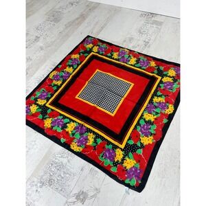 Floral Polka Dot Houndstooth Square Polyester Scarf Made in Italy 30x30